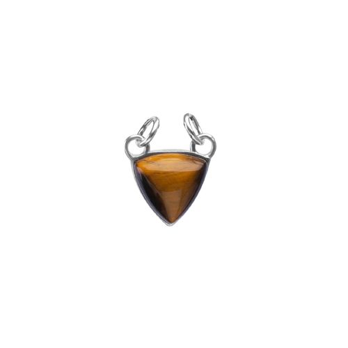 Pingente Timo de Prata 925 e Pedra Natural Olho de Tigre Marrom