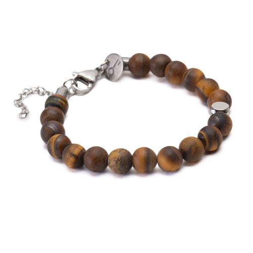 Pulseira Ortega de Pedra Natural Olho de Tigre Marrom