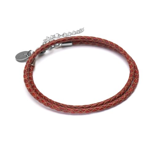 Pulseira Fellows de Couro Natural Vermelho