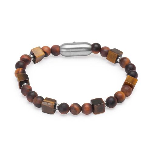 Pulseira Lawrence de Pedra Natural Olho de Tigre Marrom Avermelhado