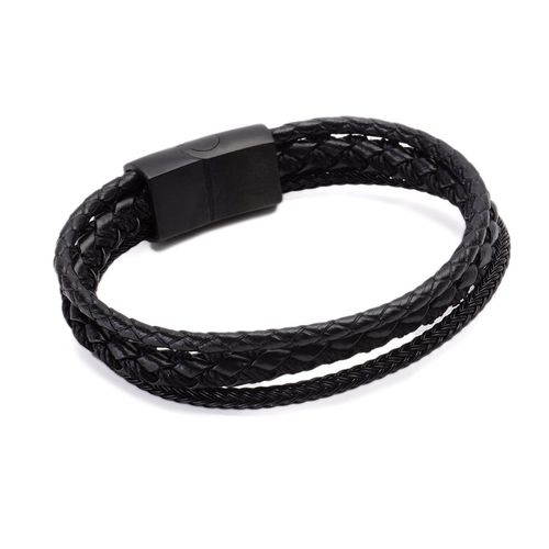 Pulseira Armani de Couro Preto