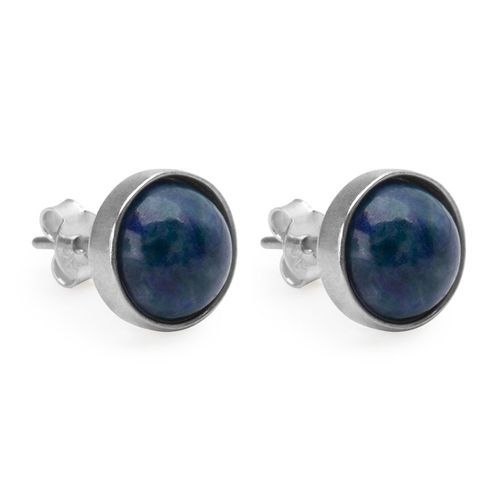 Par de Brincos Sink de Prata 925 e Pedra Natural Lapis Lazulli Azul Escuro