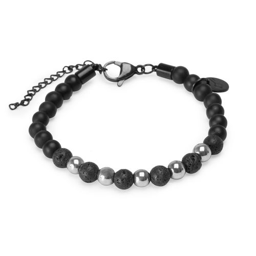 Pulseira German de Pedra Natural Ágata Preta