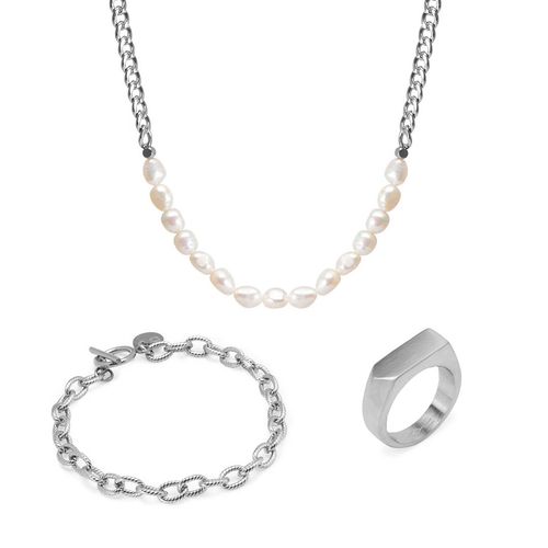 Kit Elche de Pulseira, Colar e Anel: Aachen II, North e Flat