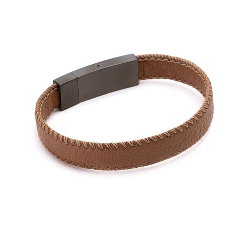 Pulseira Usain de Couro Caramelo