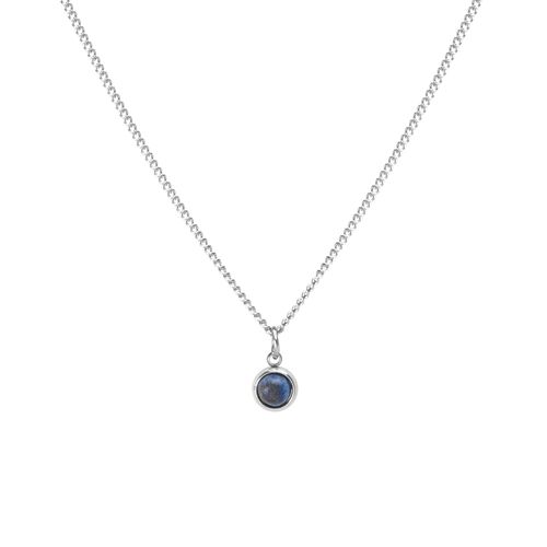 Colar Lapis Blue de Aço e Pedra Natural Lapis Lazulli Azul