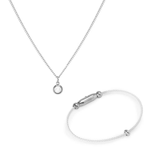 Kit Harmonia de Pulseira e Colar: Brilliant White e Star White