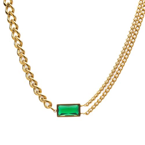 Colar Alice Dourado com Zircônia Verde