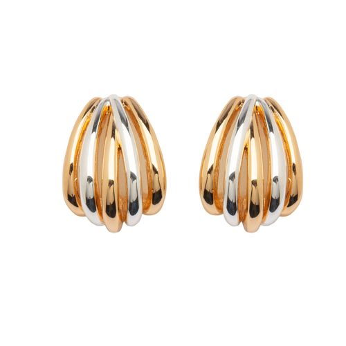 Brinco Concha com Mix de Banhos Prata e Dourado