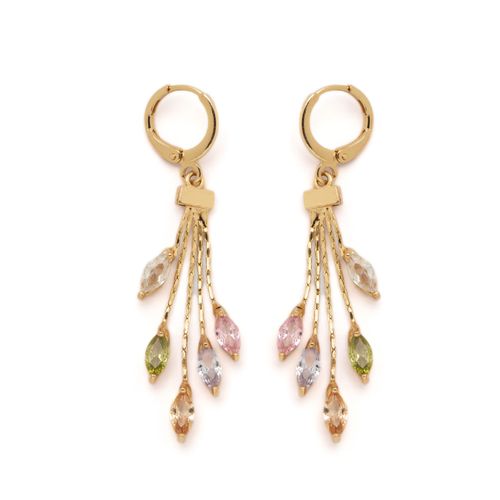 Brinco Lud Dourado com Zircônia Colorida