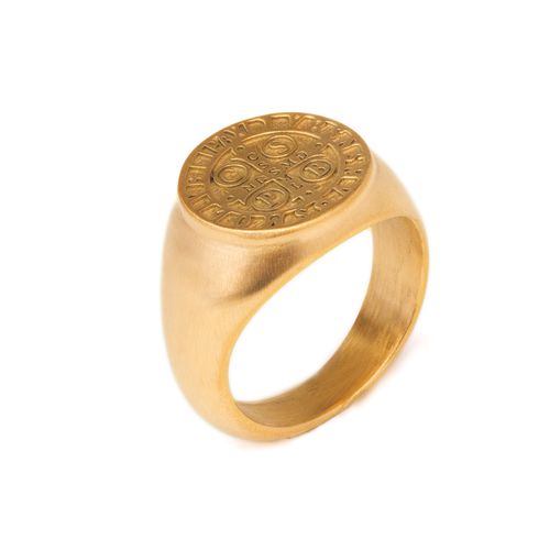 Anel Bento de Aço Dourado