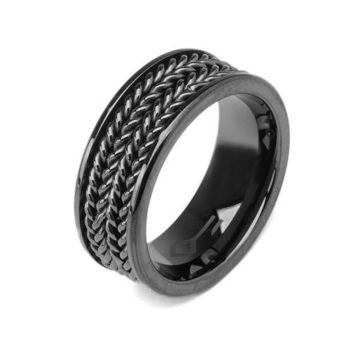 Anel Chain de Aço Preto