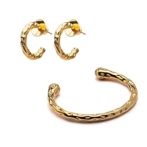 Kit Orgânico de Bracelete Cuff e Brinco Feminino