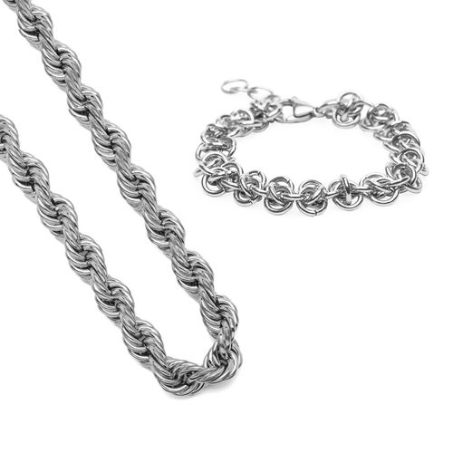Kit Branca de Pulseira e Corrente Feminina