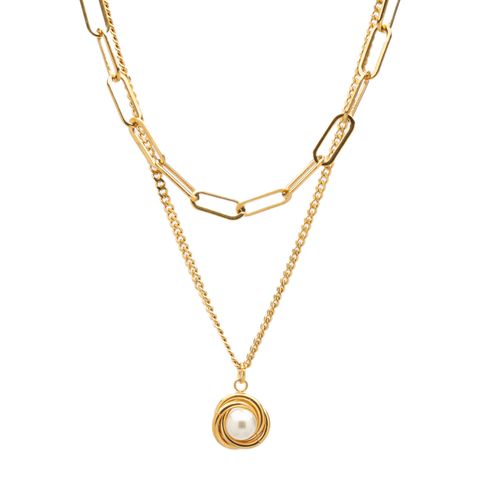 Colar Eliane de Aço Dourado com Pérola