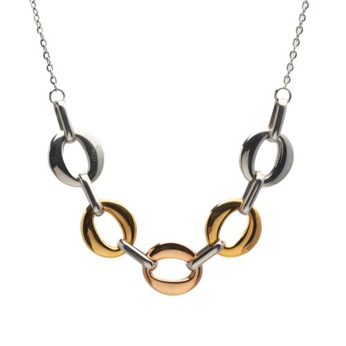 Colar Ruth de Aço com Mix de Banhos Prata, Rosê e Dourado