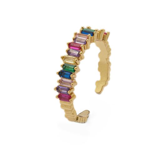 Anel Mariana Dourado com Zircônias Coloridas