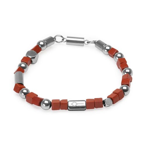 Pulseira Borman de Pedra Natural Jaspe Vermelha