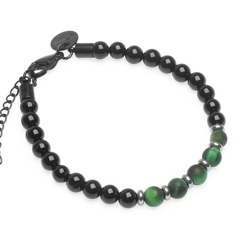 Pulseira Keats de Pedra Natural Ágata Preta
