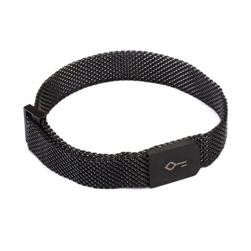 Pulseira Imã de Malha de Aço Preta