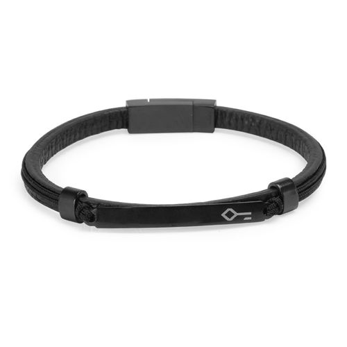 Pulseira Camillo de Couro Preta Personalizável
