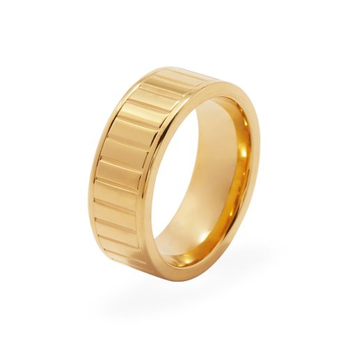 Anel Step de Aço Dourado