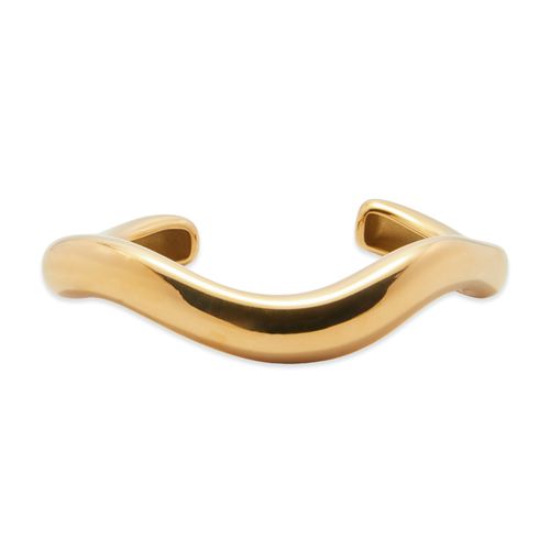 Bracelete Cuff Wave Orgânico de Aço Dourado