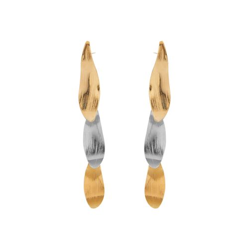 Brinco Orquídea com Mix de Banhos Dourado e Prata