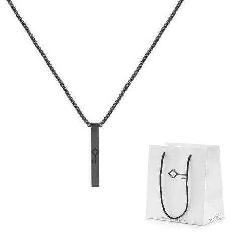 Kit Presente: Colar Pitágoras Preto Personalizável + Sacola