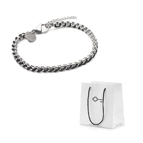 Kit Presente: Pulseira Obama de Aço Preta + Sacola