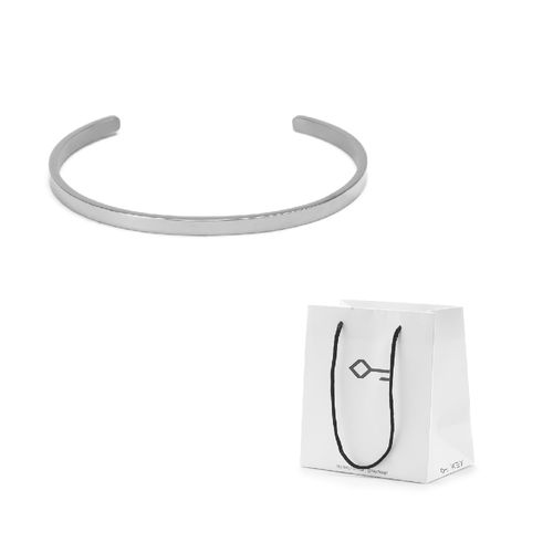 Kit Presente: Bracelete Cuff Slim de Aço Personalizável + Sacola