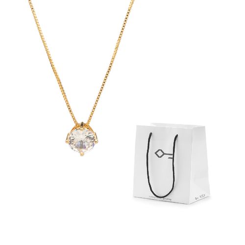 Kit Presente: Colar Milene Dourado com Zircônia + Sacola