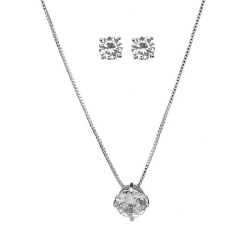 Kit Presente: Colar Milene Prata e Brinco Alya Prata