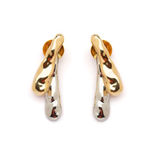 Brinco Lótus com Mix de Banhos Prata e Dourado