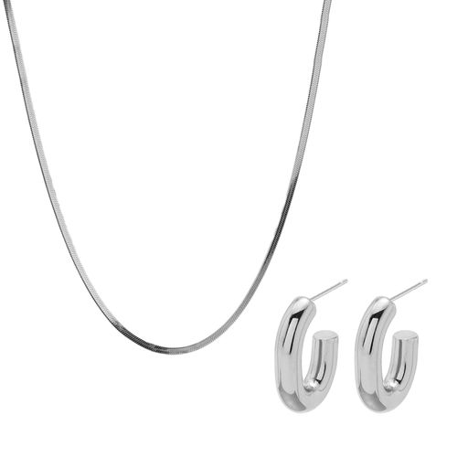 Kit Magnética: Corrente Heloise e Brinco Pâmela de Aço Prata