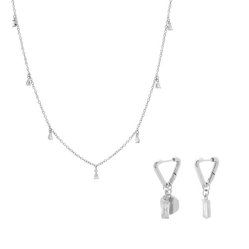 Kit Charm: Colar Manoela Prata e Brinco Eva