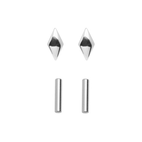 Kit Minimal: Brinco Gracielle Prata e Brinco Cecília