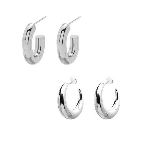 Kit Assinatura: Brinco Pâmela e Brinco Renata de Aço Prata