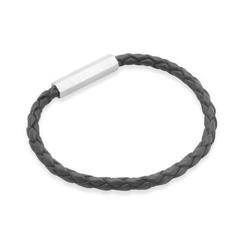 Pulseira Edge de Couro Natural  Cinza