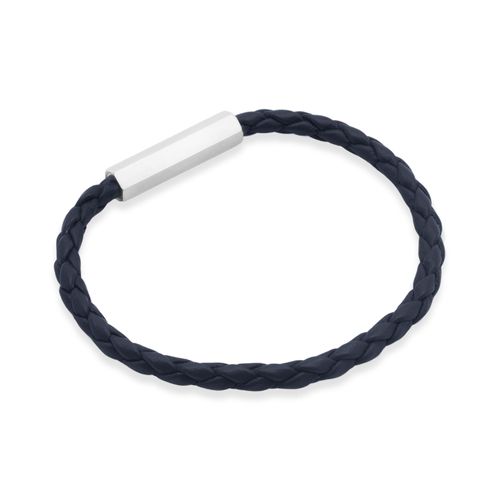 Pulseira Edge de Couro Natural  Azul Marinho