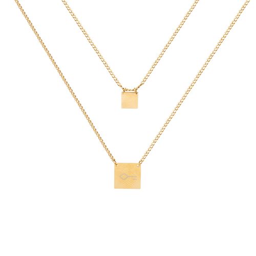 Escapulário Deville de Aço Dourado Personalizável