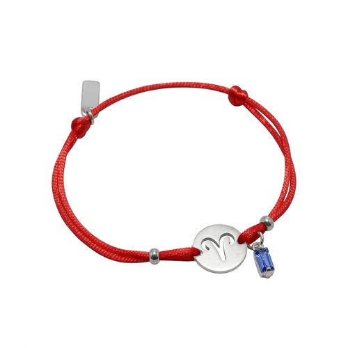 Pulseira de Signo Áries Vermelha com Zircônia e Aço
