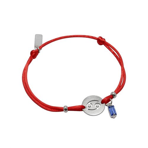 Pulseira de Signo Câncer Vermelha com Zircônia e Aço