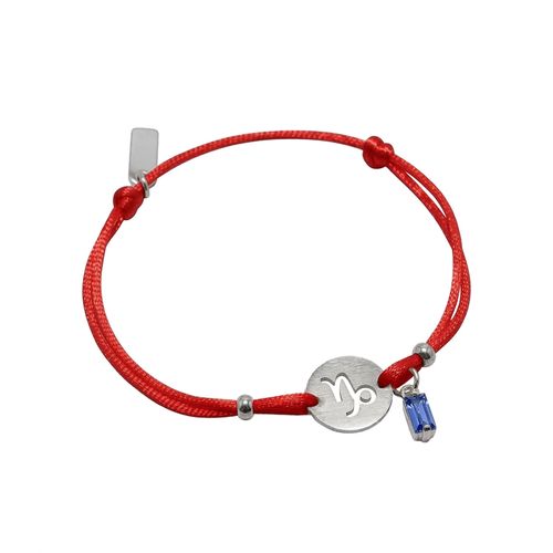 Pulseira de Signo Capricórnio Vermelha com Zircônia e Aço