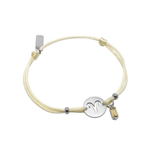 Pulseira de Signo Áries Amarela com Zircônia e Aço