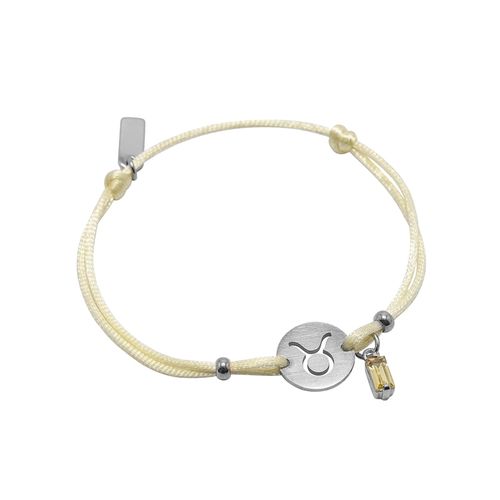 Pulseira de Signo Touro Amarela com Zircônia e Aço