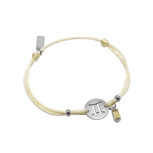Pulseira de Signo Gêmeos  Amarela com Zircônia e Aço