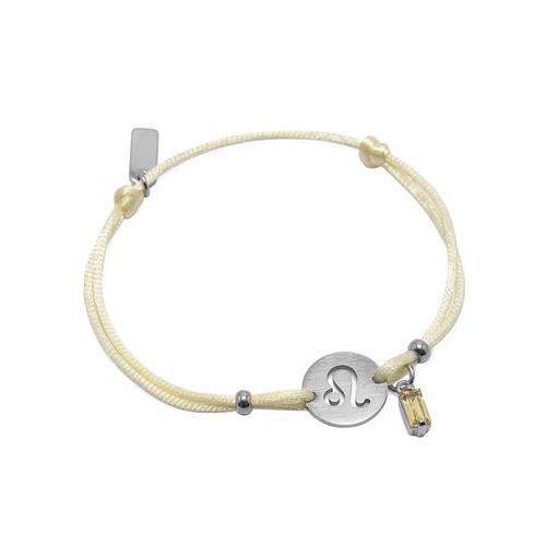 Pulseira de Signo Leão Amarela com Zircônia e Aço