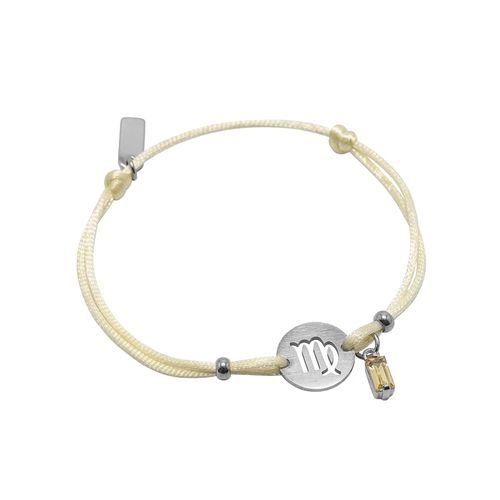 Pulseira de Signo Virgem Amarela com Zircônia e Aço