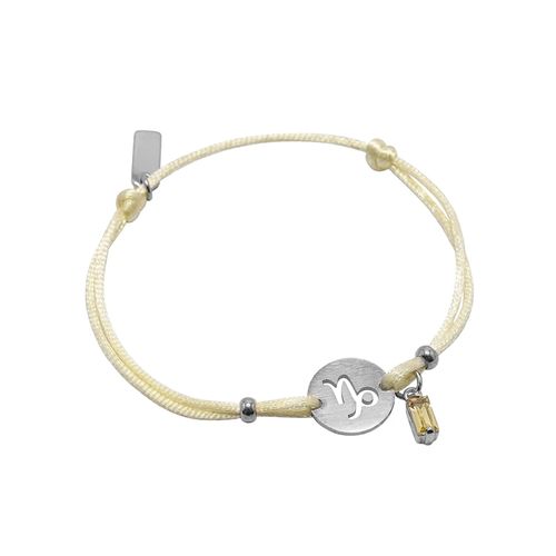 Pulseira de Signo Capricórnio Amarela com Zircônia e Aço